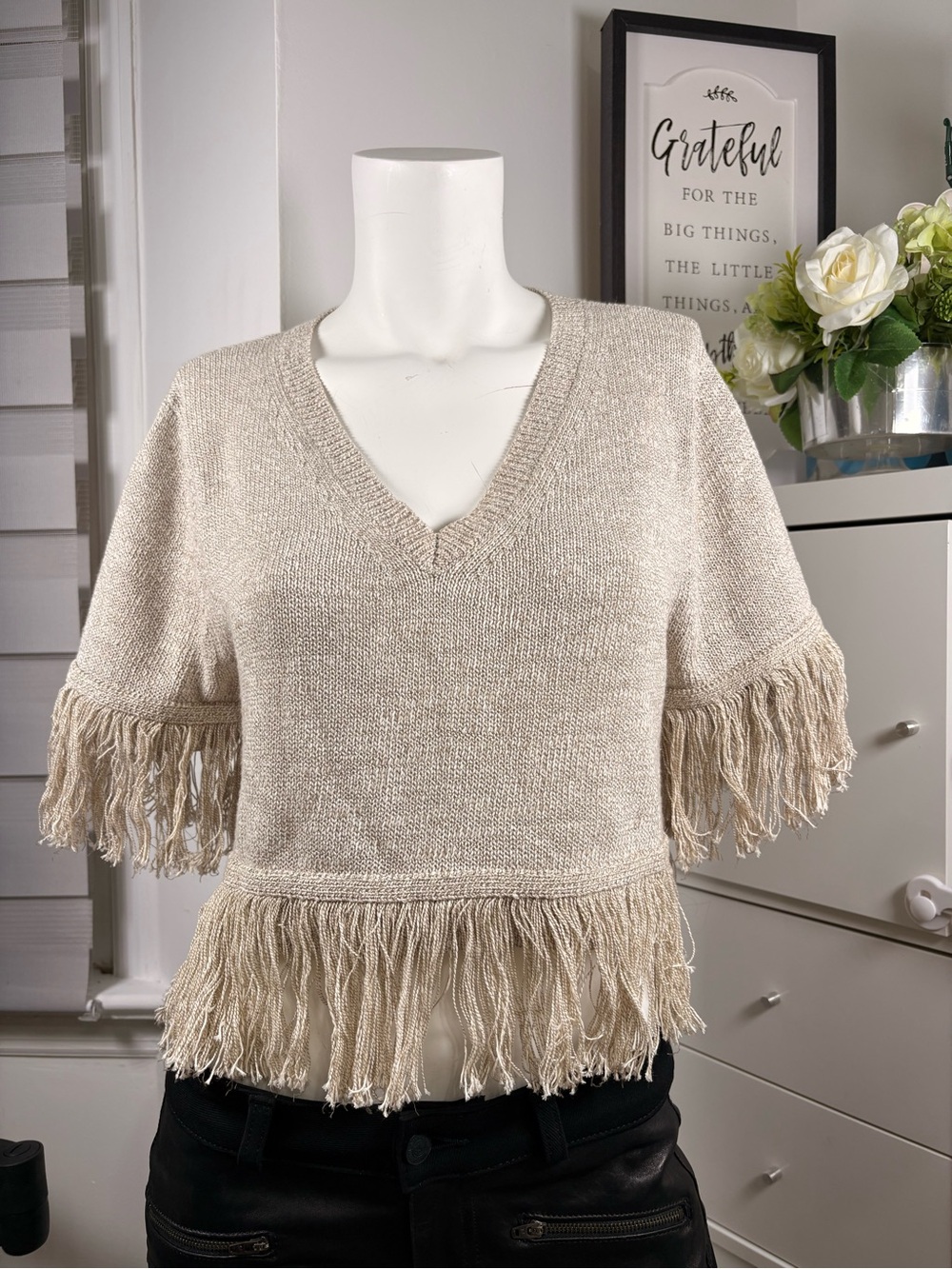 Pre❤️ Creatures of Comfort Metallic Fringe Knit Sweater – Kendall Jenner Style
